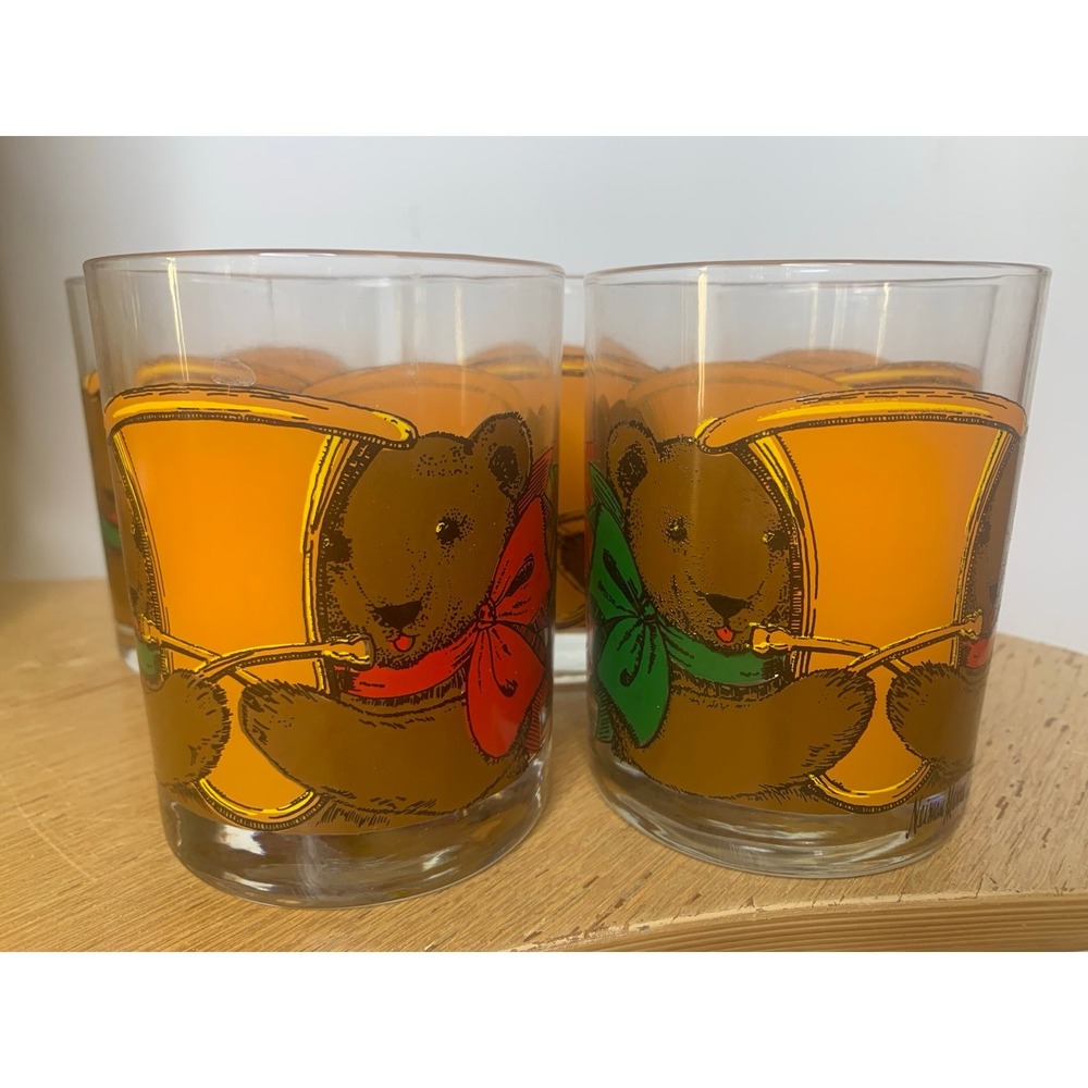 Vintage Set of 4 Neiman Marcus Holiday Glass Tumblers